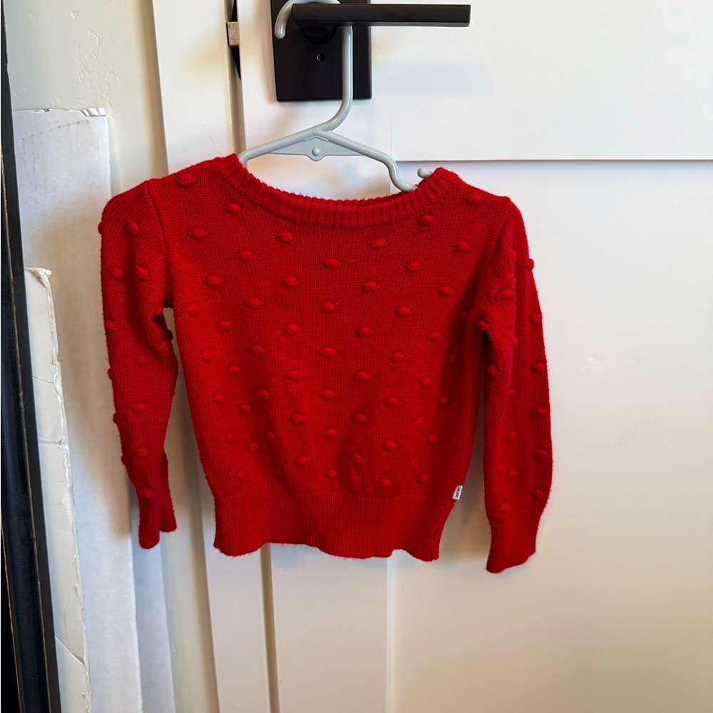 Little Sleepies red Pom Pom sweater 2T EUC